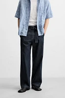 STRAIGHT FIT BELTED JEANS
