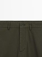 Pantalon slim texturé en coton mélangé