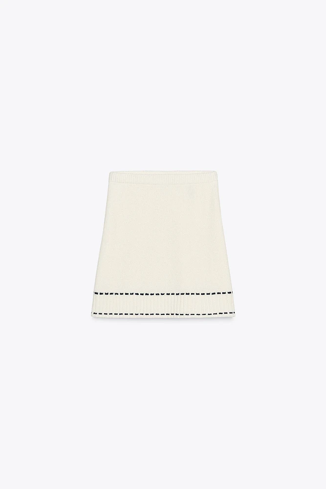 MINI TOPSTITCHED SKIRT