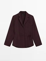 Semi-textured blazer with belt