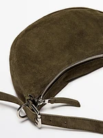 Split leather shoulder bag
