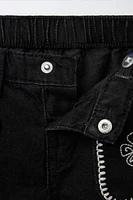 EMBROIDERED DENIM BERMUDA SHORTS