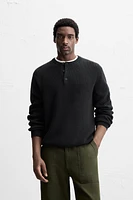 PULL EN MAILLE PERLÉE À BOUTONS