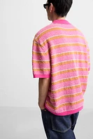 TEXTURED STRIPE KNIT POLO