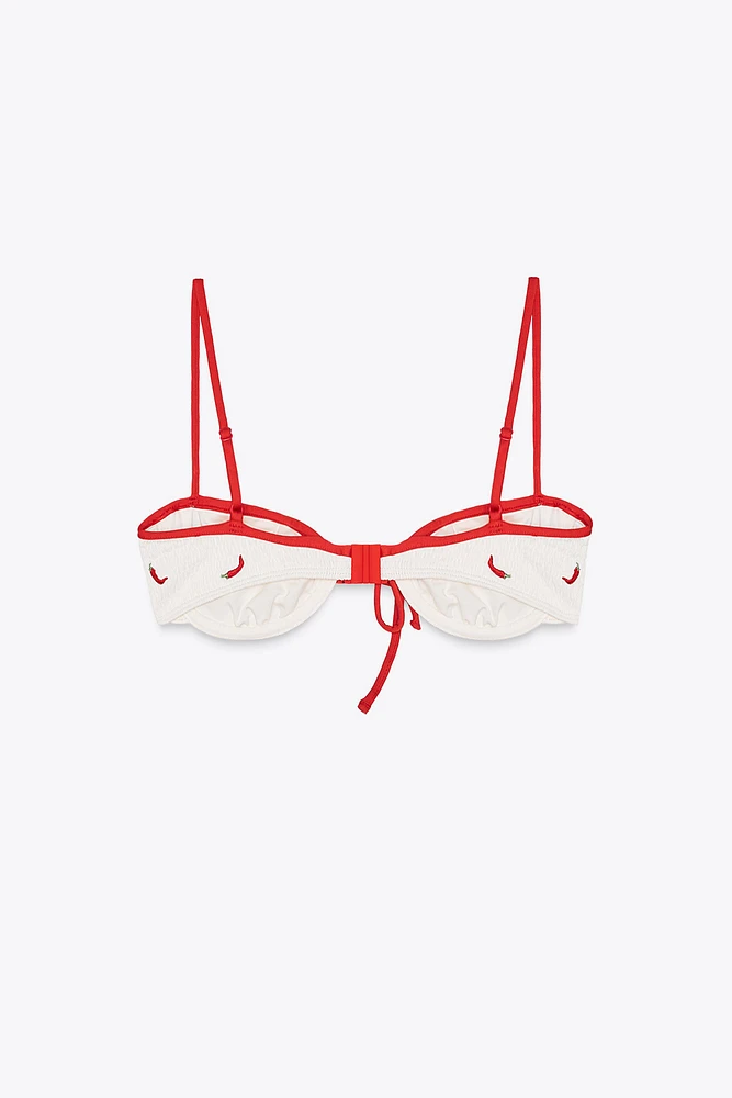 EMBROIDERED UNDERWIRE BIKINI TOP