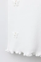 T-SHIRT CÔTELÉ PAPILLONS ET FLEURS
