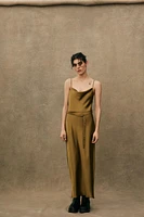 SATIN MIDI DRESS WITH BELT