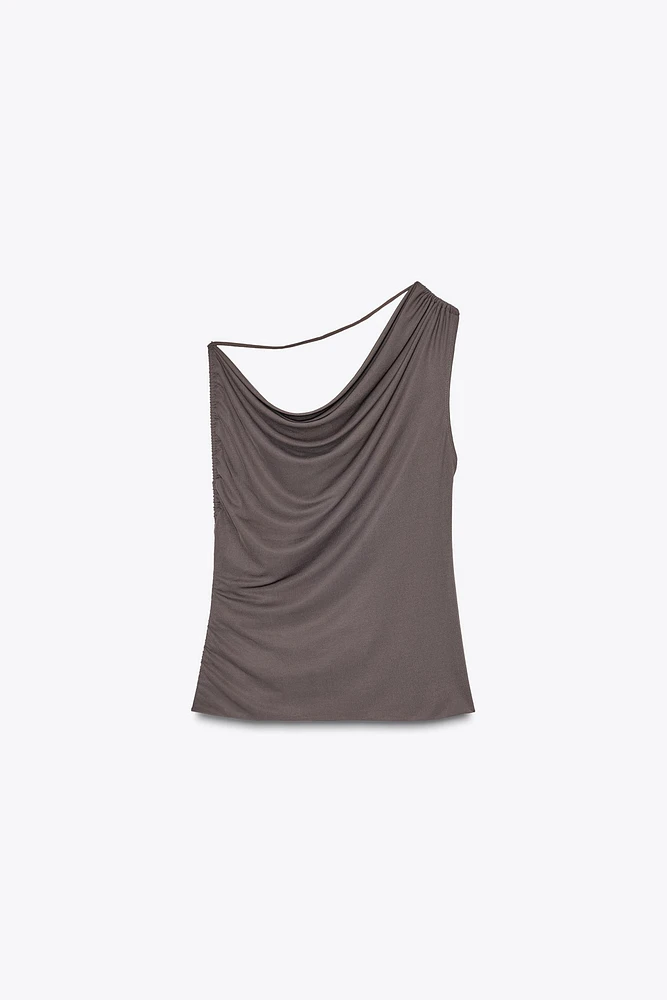 RUCHED ASYMMETRIC TOP