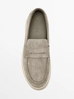 Soft split suede loafers