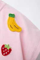 FRUIT EMBROIDERED PATCHES T-SHIRT