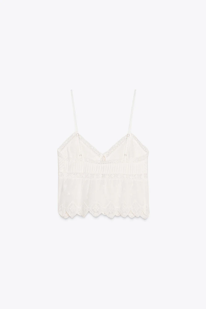 EMBROIDERED STRAPPY TOP