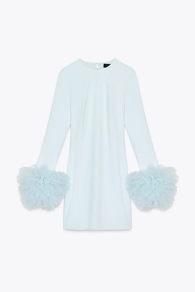 SHORT TULLE CUFF VOLUME DRESS