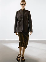 Blazer lin col montant
