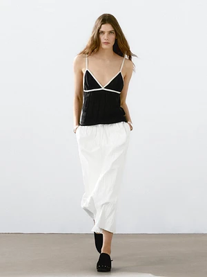 Pointelle knit triangle top