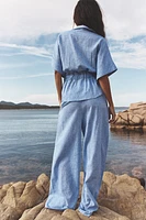 PANTALON LARGE AVEC LIN