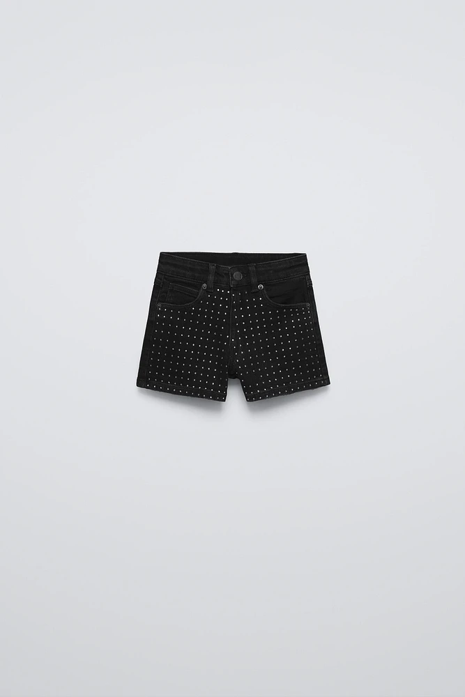 SHORT DENIM À STRASS