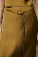 SATIN MIDI DRESS WITH BELT