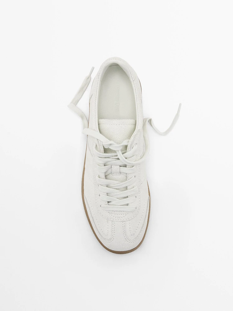 Tennis cuir effet craquelé