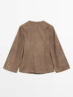 Crossover suede leather kimono