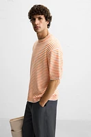 STRIPED TEXTURED KNIT T-SHIRT