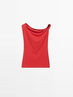 Top drapé avec nœud en coton