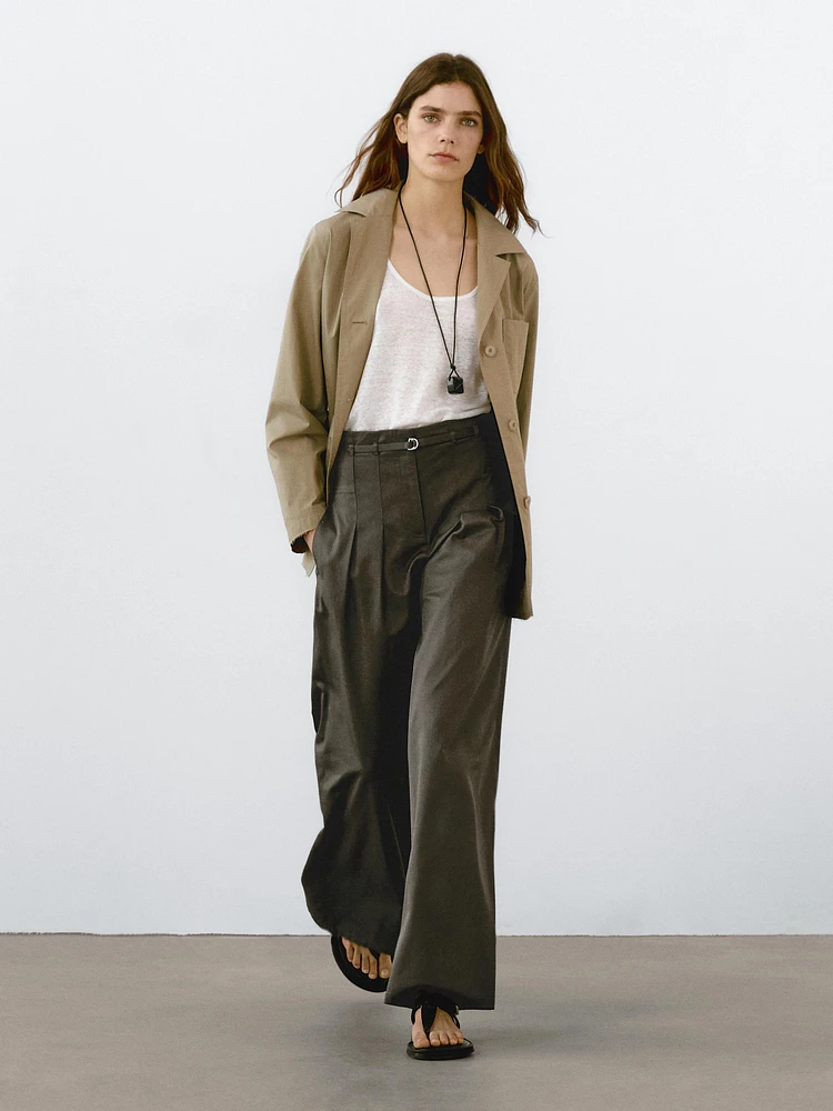 Cotton blend palazzo trousers