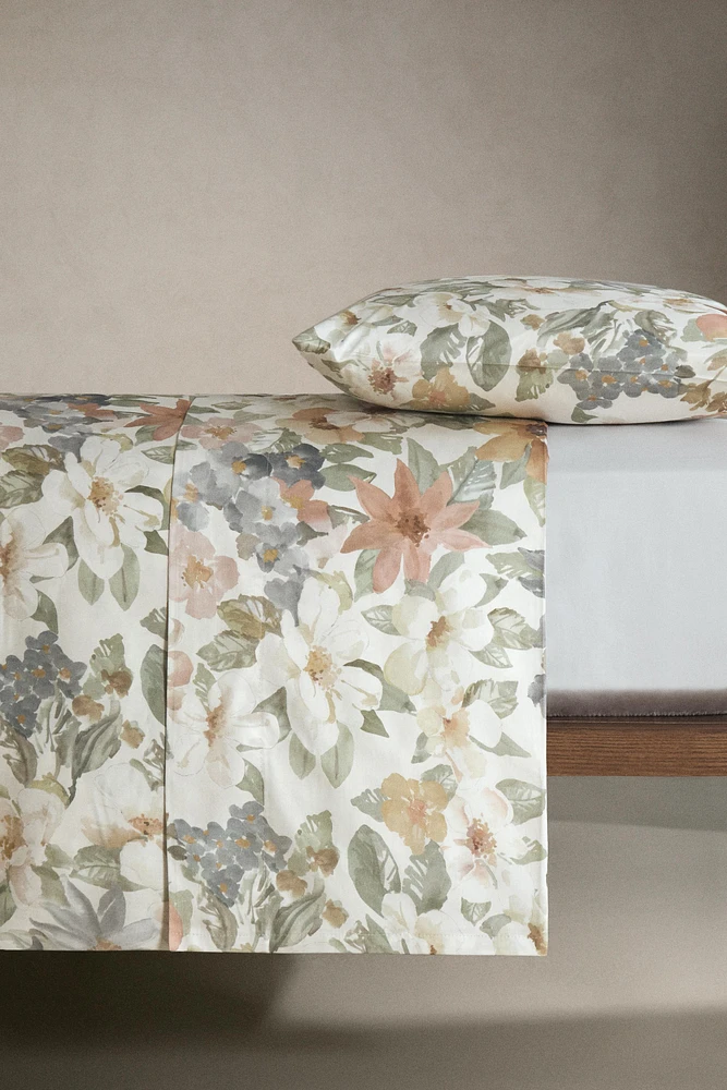 DRAP DE DESSUS SATIN IMPRIMÉ FLEUR