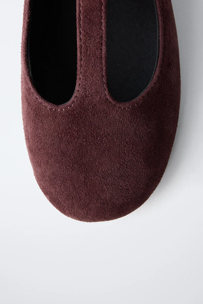 SUEDE T-BAR SHOES