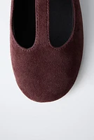 SUEDE T-BAR SHOES