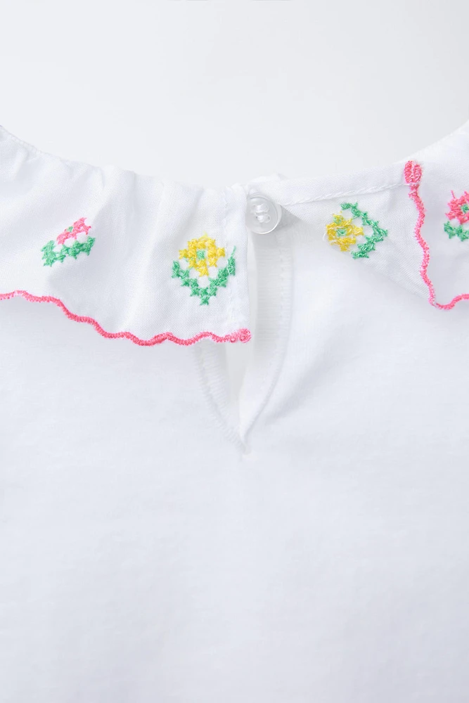 EMBROIDERED NECK BODYSUIT