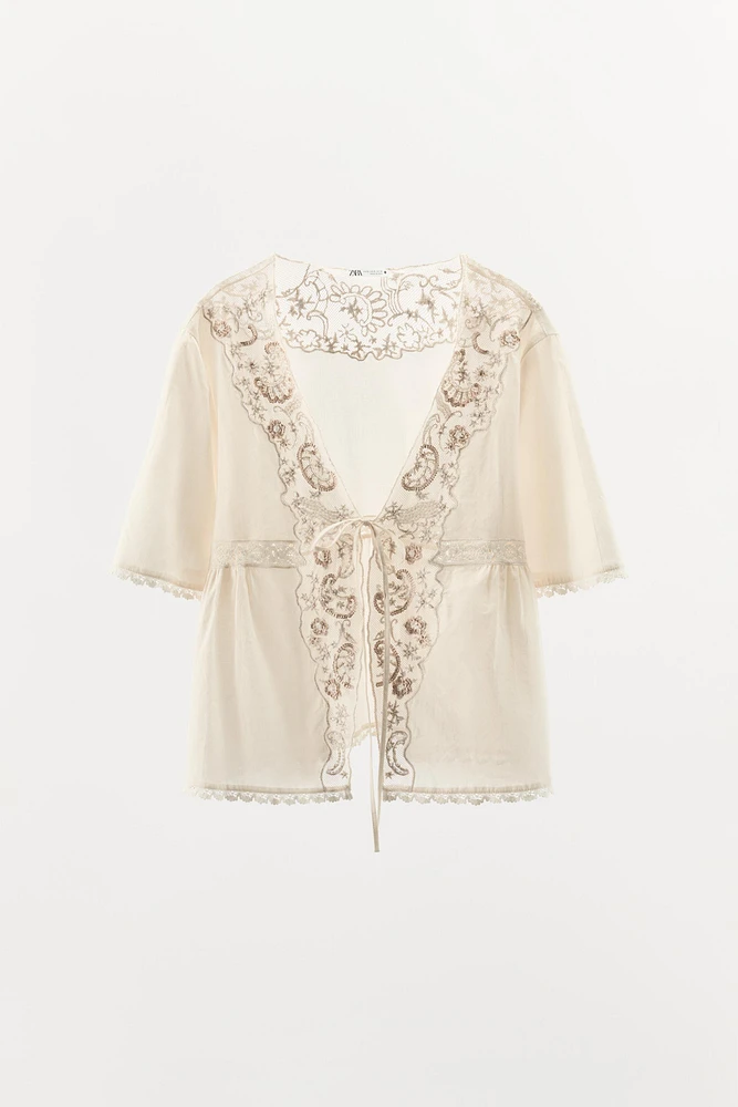 LIMITED EDITION EMBROIDERED BEADED TOP