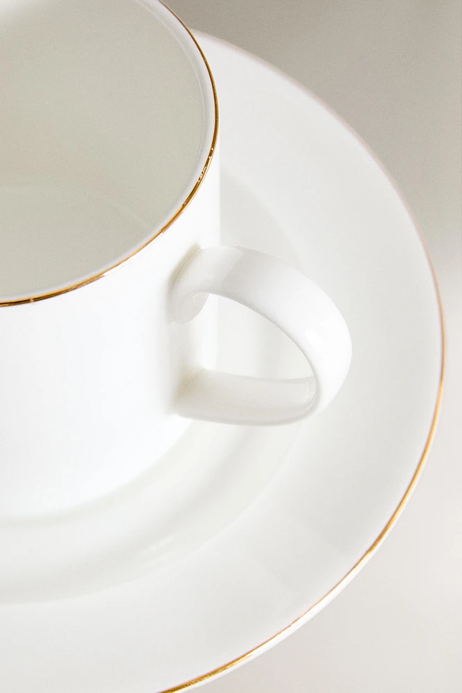 TASSE À THÉ AVEC SOUCOUPE PORCELAINE BONE CHINA BORD