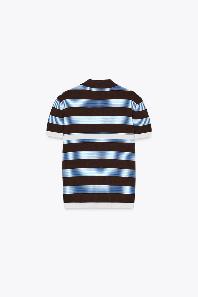 STRIPED KNIT POLO SHIRT