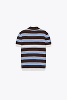STRIPED KNIT POLO SHIRT