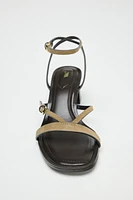 STRAPPY SUEDE HEELED SANDALS