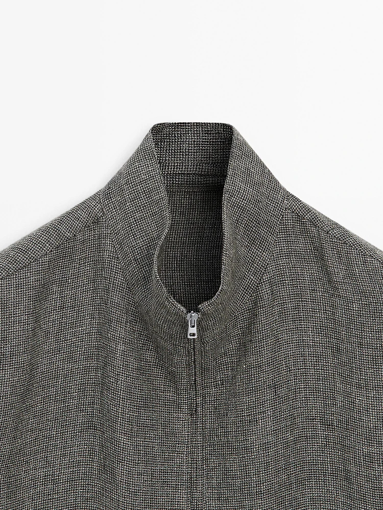 Blouson texturé délavé en lin mélangé