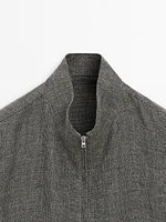 Blouson texturé délavé en lin mélangé