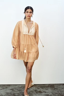 MINI BIB EMBROIDERED DRESS