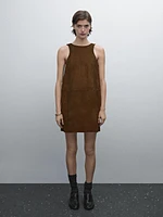 Suede leather mini dress