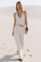 TOPSTITCHED BOOTCUT PANTS