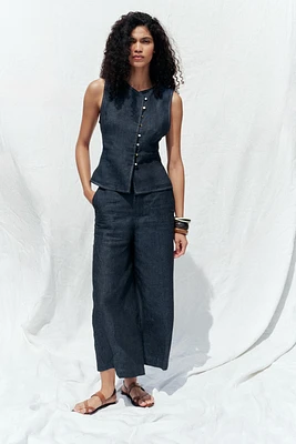 DOUBLE BREASTED LINEN VEST
