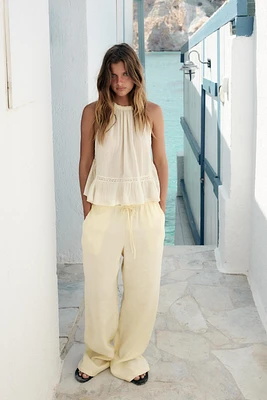 EMBROIDERED GAUZE TOP