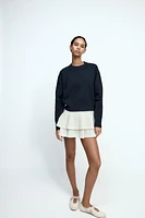 PLEATED SLEEVE SWEATSHIRT