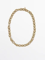 Collier chaîne à maillons dorée