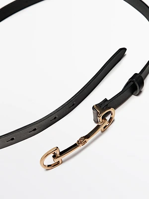 Ceinture avec boucle équestre en cuir nappa