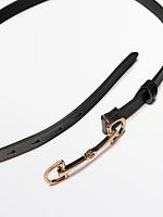 Ceinture avec boucle équestre en cuir nappa