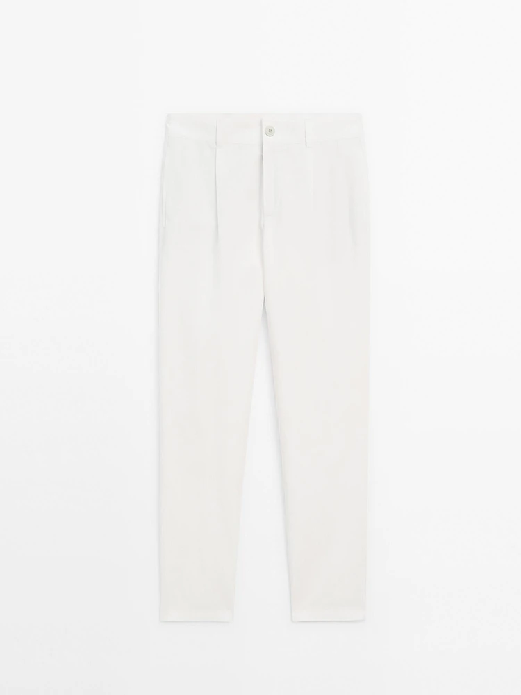 Pantalon relaxed fit en coton mélangé