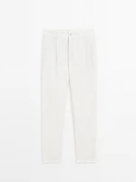 Pantalon relaxed fit en coton mélangé