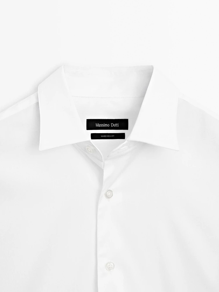 Chemise slim fit élastiquée en coton mélangé