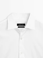 Chemise slim fit élastiquée en coton mélangé
